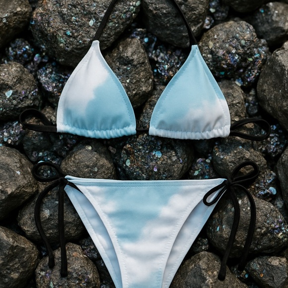 Handmade Cloud print two piece resort style - Picture 2 of 4